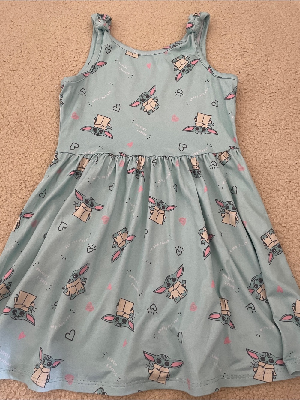 Girls' Baby Yoda Print Sleeveless Dress